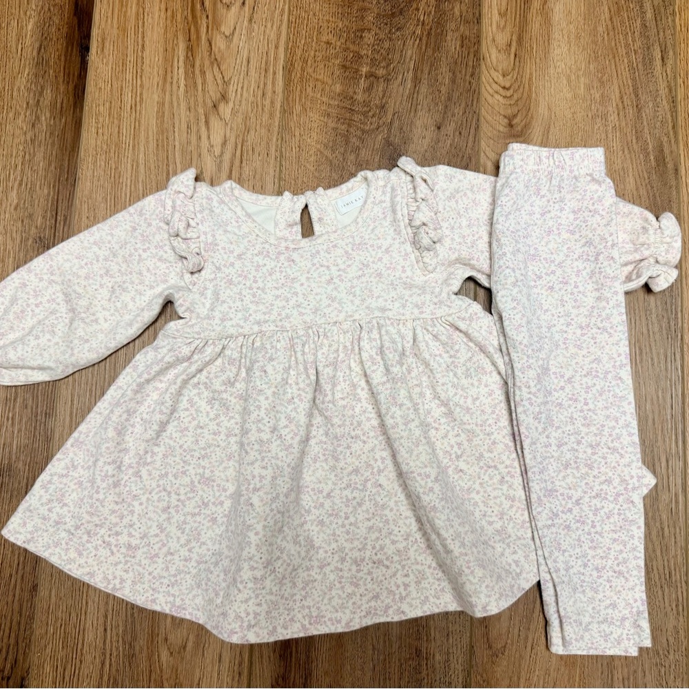 Jamie Kay Pastel Floral Dress and Leggings Set Ruffles and Keyhole Detail 1yr